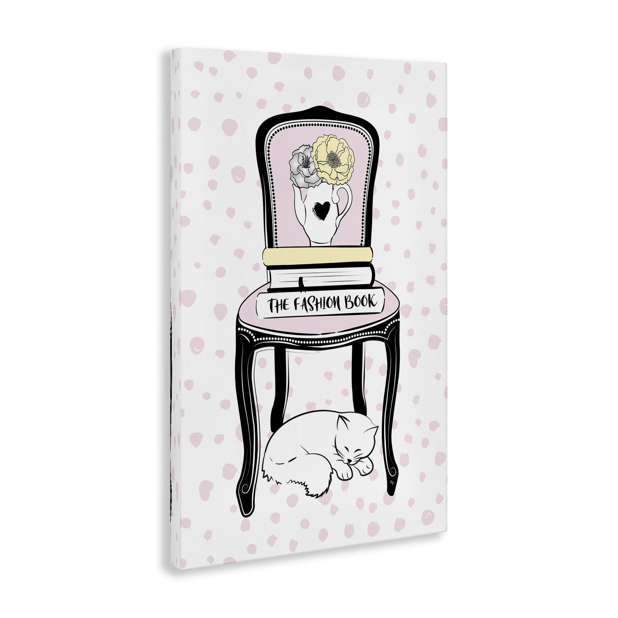 Stupell Industries Fashion Book on Chair Animals & Insects Painting Gallery Wrapped Canvas Art Print Wall Art, 16 x 24