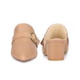thumbnail image 5 of BLISSFUL STEP Pointed Toe Chunky Heels Mules with Buckle Decor for Women Nude 8, 5 of 6