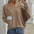 thumbnail image 4 of HAiming Women's Fall Winter Crewneck Shirts Solid Color Long Sleeve Button Tops Plus Size Casual Loose Pullover Blouse, 4 of 8