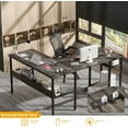 thumbnail image 3 of iSunirm Home Office L Shaped Desk with Magic Power Outlets and USB Charging Ports, 50.4"D x 42.5"W x 29"H, Storage Shelves, Reversible L Shaped Desk, Both Suitable for Students&Adults, Oak, 3 of 8