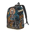 thumbnail image 1 of Disketp Coffee-Drinking Skull Mochila de Lona Estampada, Mochila Escolar de Viaje Ligera para Estudiantes y Portátil-Medium, 1 of 5