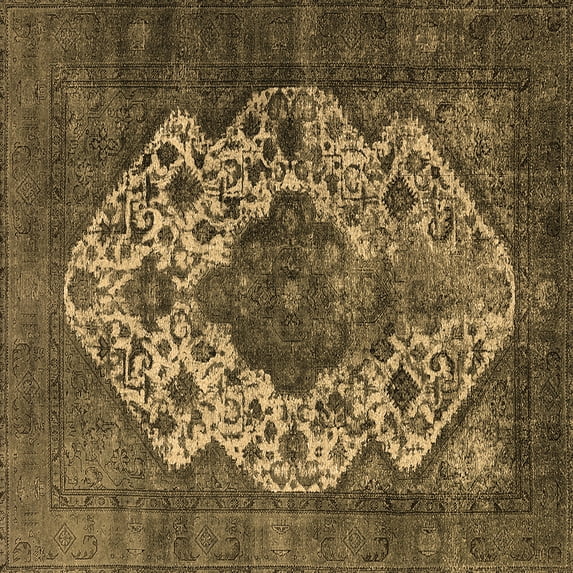 Ahgly Company Indoor Square Oriental Brown Industrial Area Rugs, 7' Square