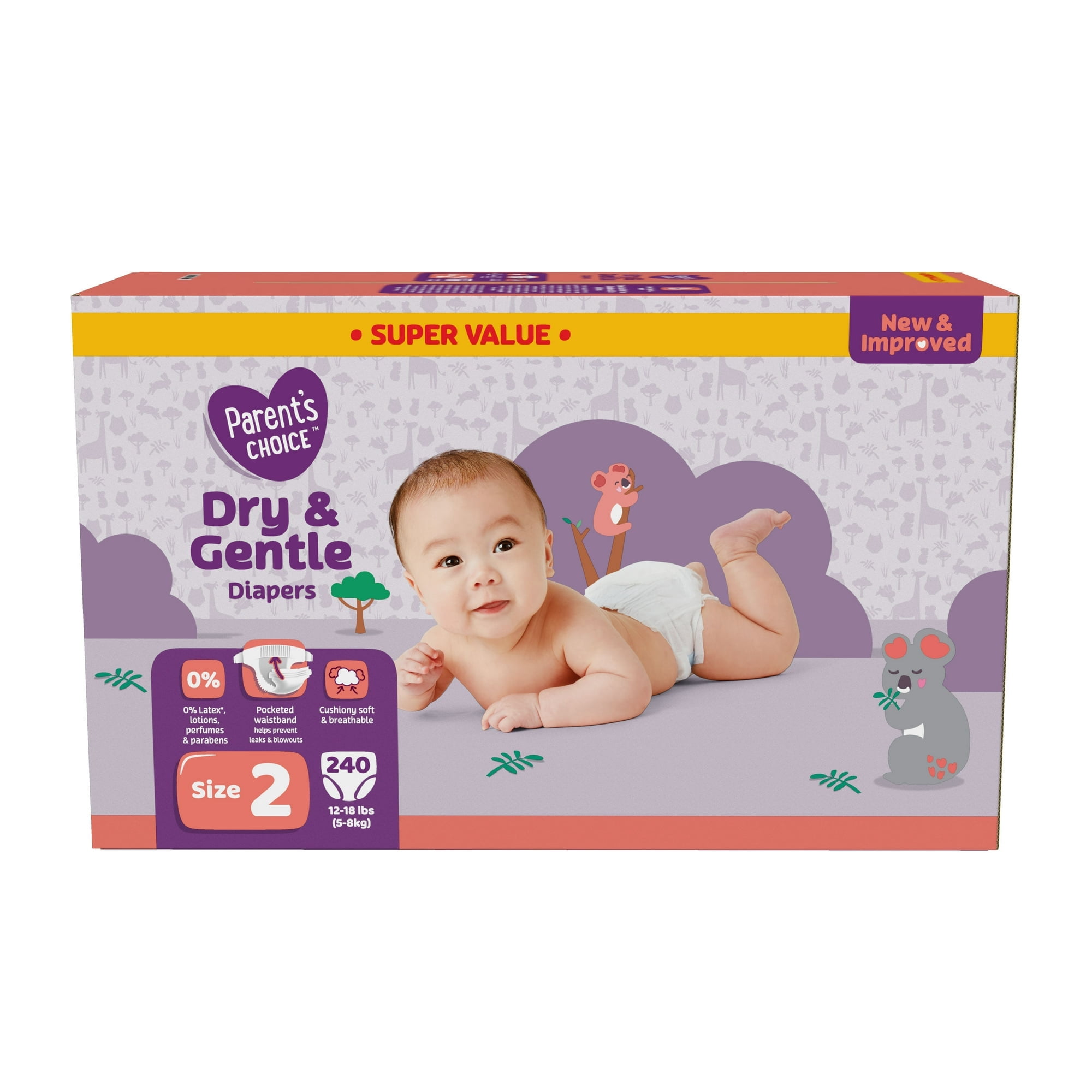 Dry & Gentle Diapers Size 2, 240 Count (Select for More Options)