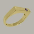 thumbnail image 3 of LBG British Made 9k Yellow Gold Natural Amethyst Mens Band Ring - 33 size options - Size 9.5, 3 of 5