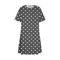 thumbnail image 5 of JTZGDY Womens Summer Dresses Beach Casual Polka Dot Print Loose Tshirt Dress Trendy Vacation Short Sleeve Beach Cover up Flowy Sundresses Gray M, 5 of 6