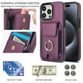 thumbnail image 5 of SaniMore for iPhone 11 Pro Case with Metal Rotating Ring Kickstand RFID Blocking Card Slots PU Leather Anti-scractch Wear-resitant Shockproof Wallet Cover for iPhone 11 Pro(5.8" 2019), Purple, 5 of 9