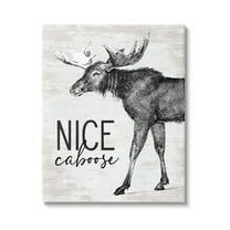 Stupell Industries Nice Caboose Lake House Bathroom Humor Moose Graphic Art Gallery Wrapped Canvas Print Wall Art, Design by Lettered and Lined