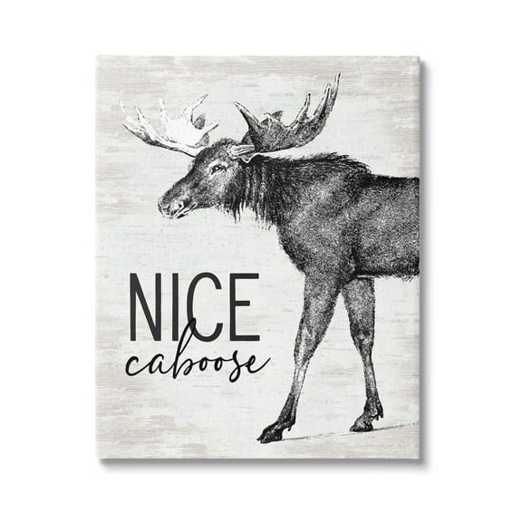 Stupell Industries Nice Caboose Lake House Bathroom Humor Moose Graphic Art Gallery Wrapped Canvas Print Wall Art, Design by Lettered and Lined