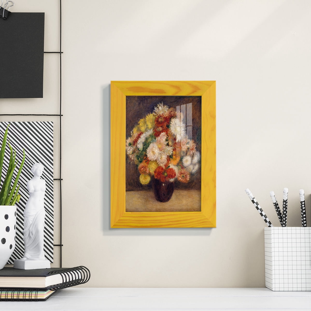 Bouquet of Chrysanthemums -Framed Print w/glass-Sunflower Yellow