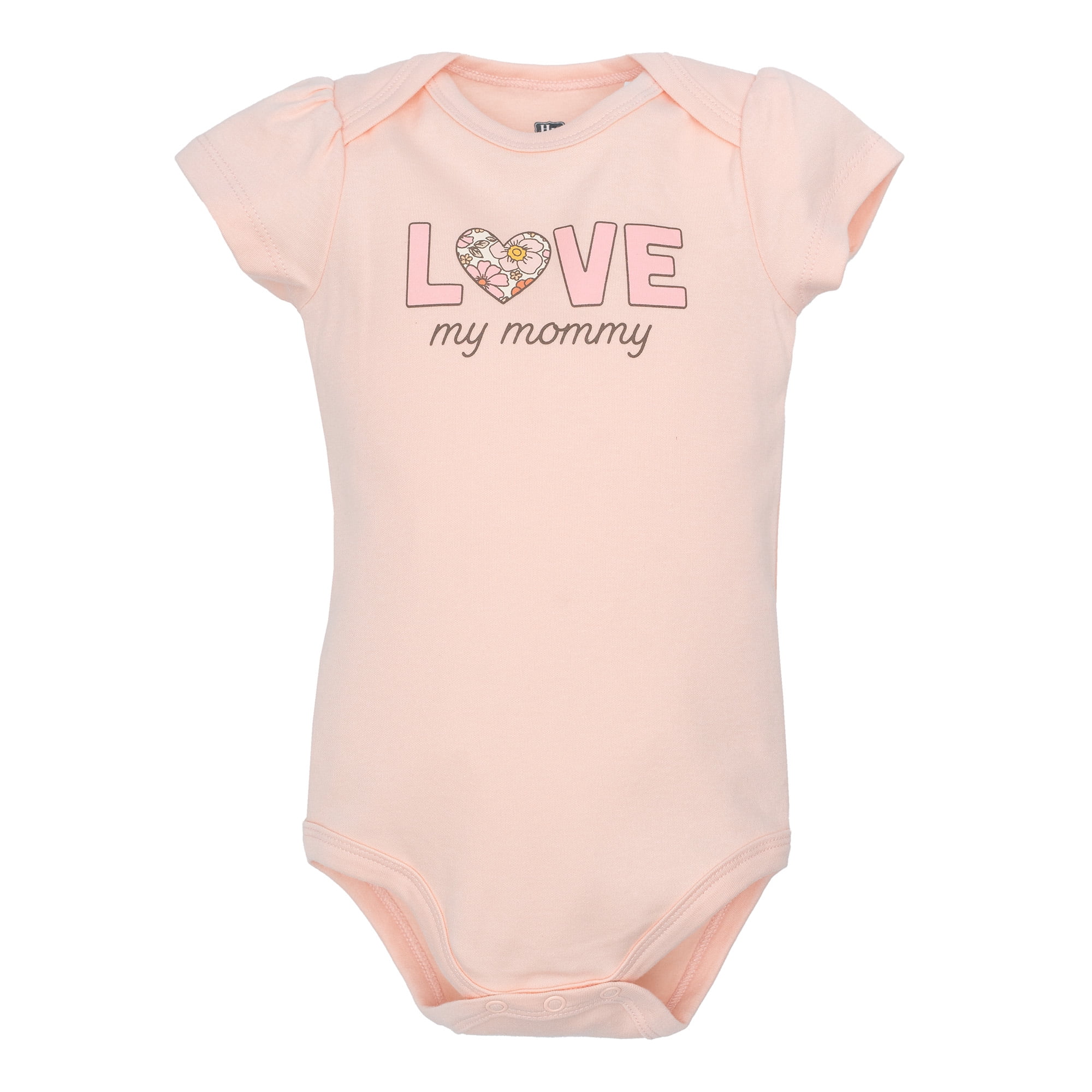 Hudson Baby Girl Cotton Bodysuits 3-Pack, Love Mommy Floral, 3-6 Months