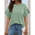 thumbnail image 3 of Womens Short Sleeve Tops Bean Green XL, 3 of 7