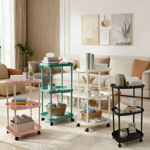 Sentmoon Organizer Cart Rolling Storage Cart Mini Table Easy Small Apartment Bedside Table Small Table for Bathroom and Toiletries