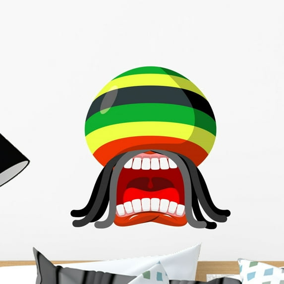 Rastaman Screaming Reggae Music Wall Decal Wallmonkeys Peel and Stick Graphic (18 in H x 18 in W) WM502535