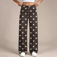 thumbnail image 6 of Ltctricy Girls Pants Polka Dot Wide Leg Trousers with Pockets High Waisted Kids Pants Fall Casual Streetwear(Coffee,7-8 Years), 6 of 7