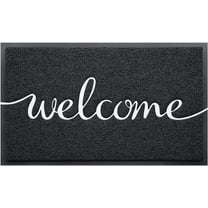Door Mat, Welcome Mat Low Profile Floor Mat Front Doormat Indoor and Outdoor Doormat Non Slip Rugs for Entryway, Patio, High Traffic Areas (30"x17.5", Black-Welcome)
