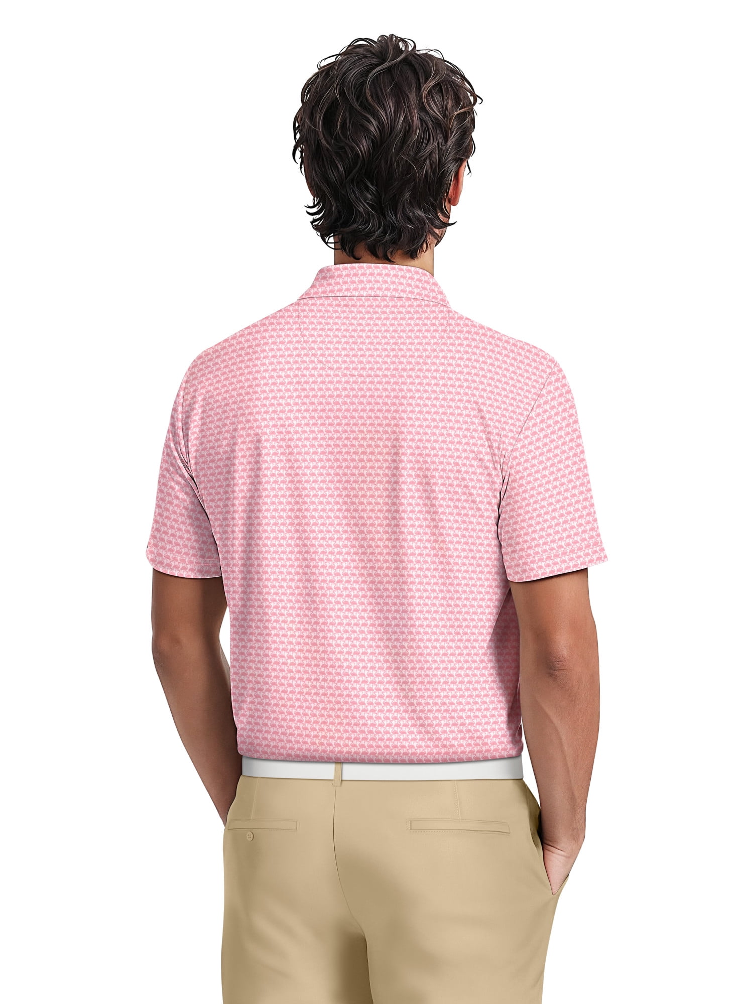 Ben Hogan Men's & Big Men's Performance Flamingo Printed Short Sleeve Polo Shirt, up to 5XL