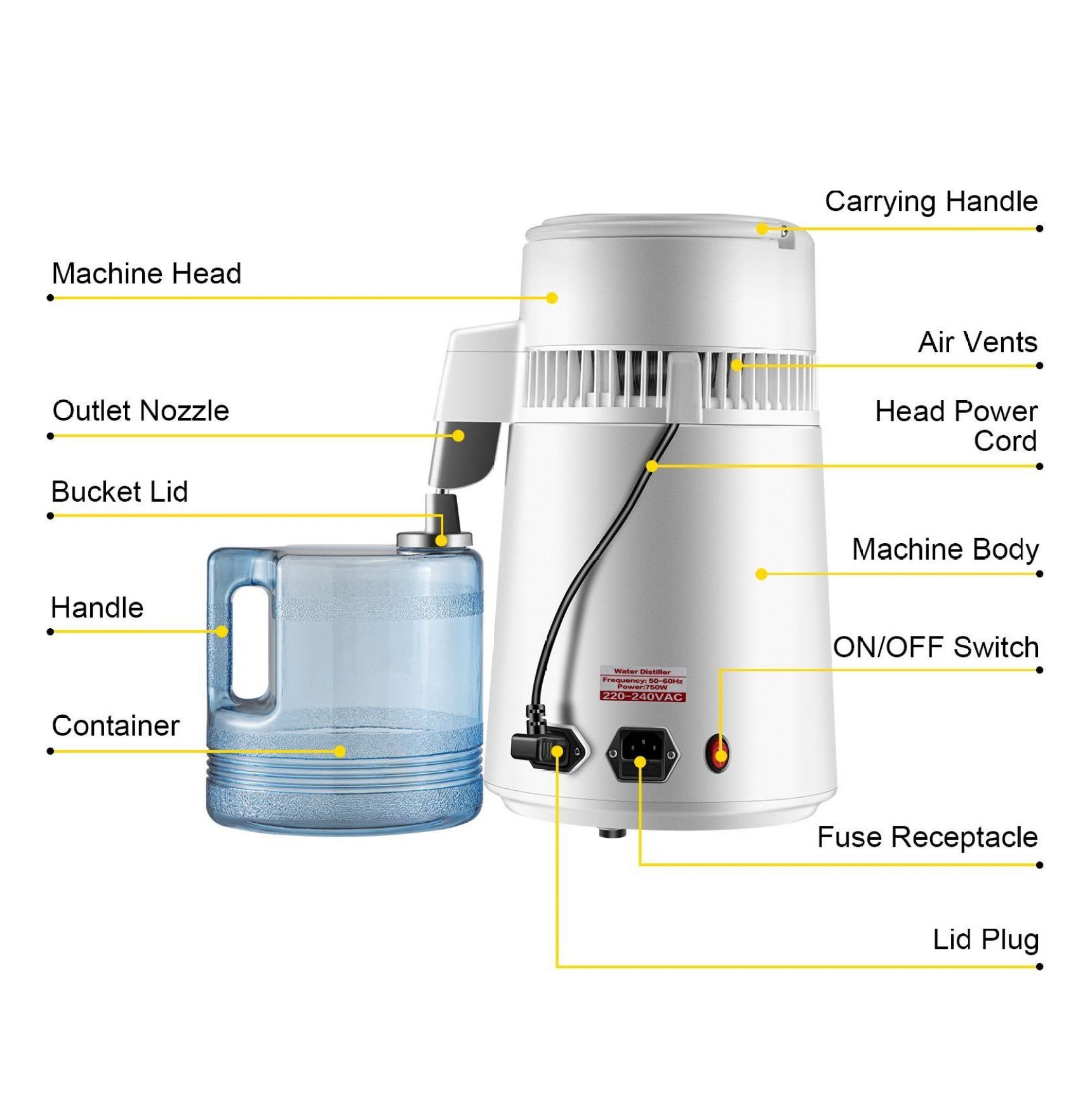 4L Stainless Steel Water Distiller - Pure Water Machine for Home & Medical Use