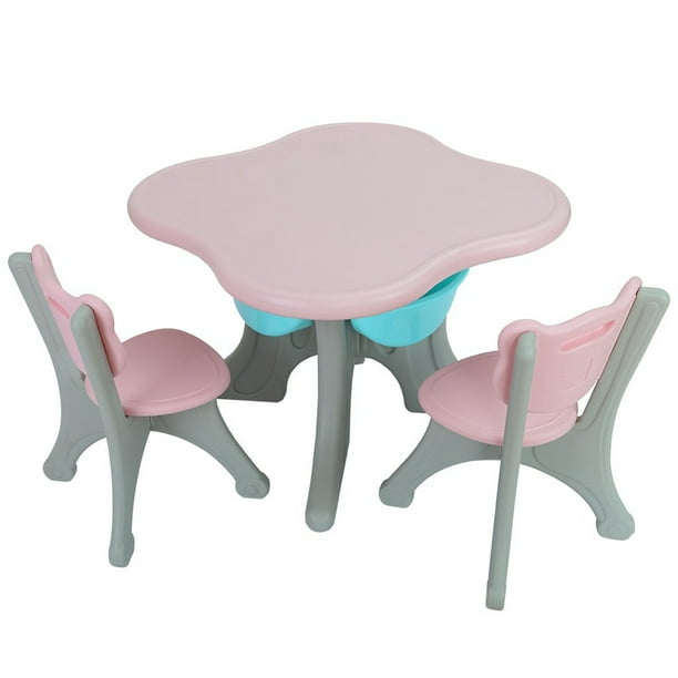 Aimik Kids Table And 2 Chair Set Children Activity Art Desk With Storage Bins For Read Walmart Com Walmart Com