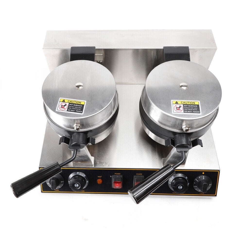 DENEST Dual Rotating Belgian Waffle Maker Commercial Non-Stick 7" Round Breakfast 1500W