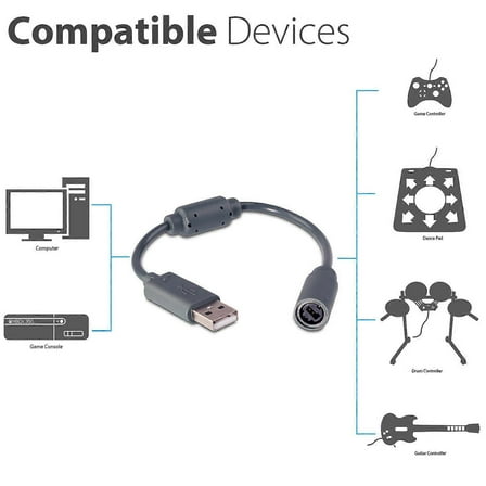 Fosmon Replacement Dongle for Microsoft Xbox 360 Wired Controllers