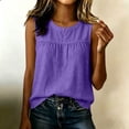 thumbnail image 2 of Admvng Women's Linen Cotton Tank Tops Round Neck Gathered Front Sleeveless Trendy Blouses, 2 of 7