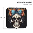 thumbnail image 2 of Picia Bow Flower Skull Printed Leather Coasters for Drinks, 4" Drink Coasters Set of 4 for Tabletop Protection, Handmade Luxurious Home Décor and Housewarming Gift -Square, 2 of 6