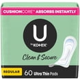 thumbnail image 1 of Toallas femeninas U by Kotex Ultra Thin, absorción regular, 60 unidades, 1 of 7