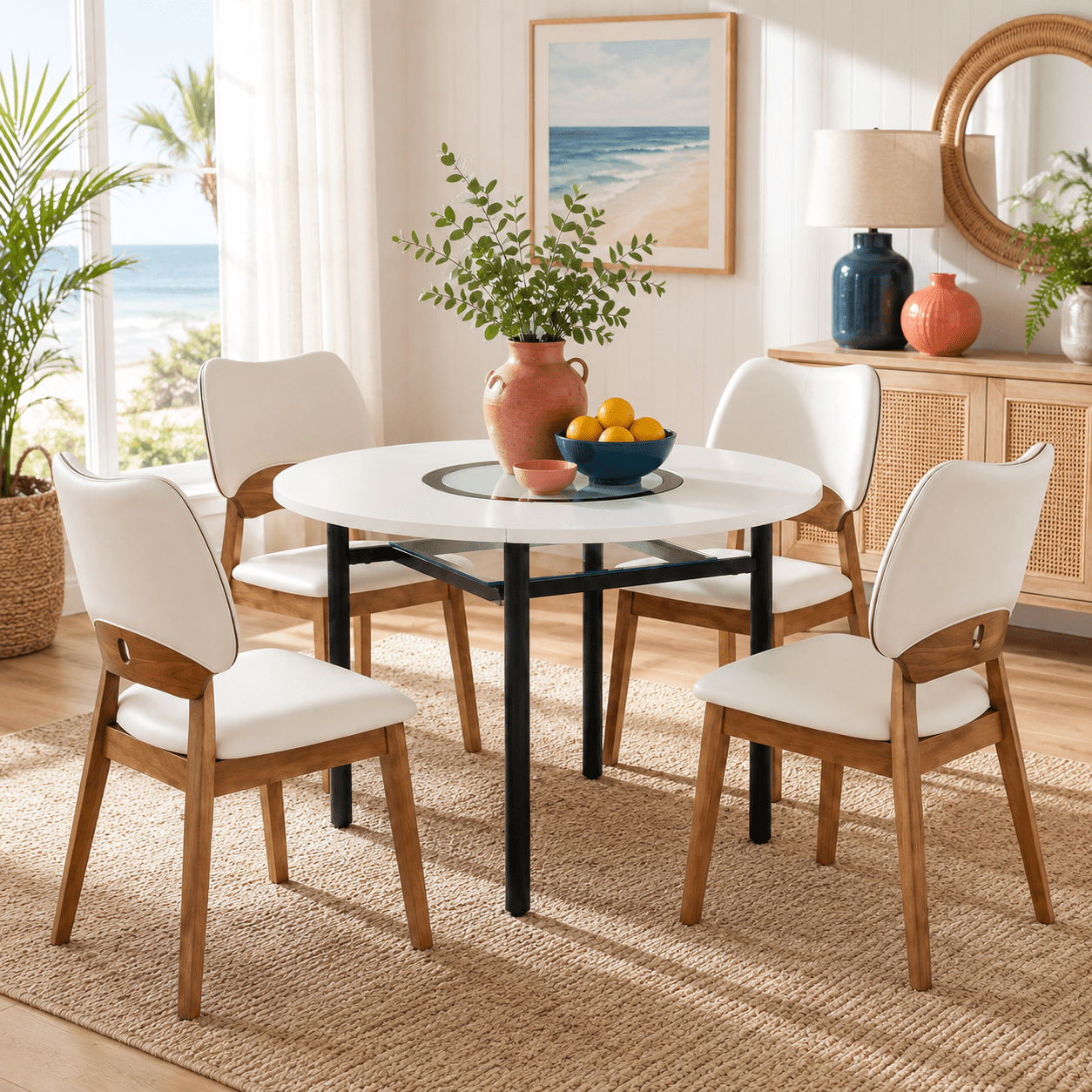 TMS Gino Sturdy 5-Piece Kitchen Dinette Set with Four Chairs