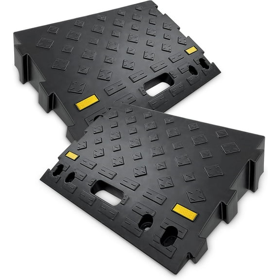 4" High 2 PCS Portable Car Curb Driveway Ramps, Heavy Duty Plastic Threshold Ramp for Wheelchair, Steps, Bikes, Motorcycles, Load Capacity 6600 LBS