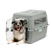 Petmate Sky Kennel for Dogs, IATA Approved, Plastic Travel Carrier, Gray, For Dogs 50-70 lbs, Large, 40 x 27 x 36