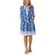 thumbnail image 2 of Vestidos florales para mujer con cuello en V, manga corta, cintura con cordón, vestido bohemio casual de verano con bolsillos M azul, 2 of 6