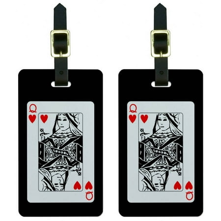 Playing Cards Queen of Hearts Poker Luggage Tags Suitcase Carry-On ID, Set of 2