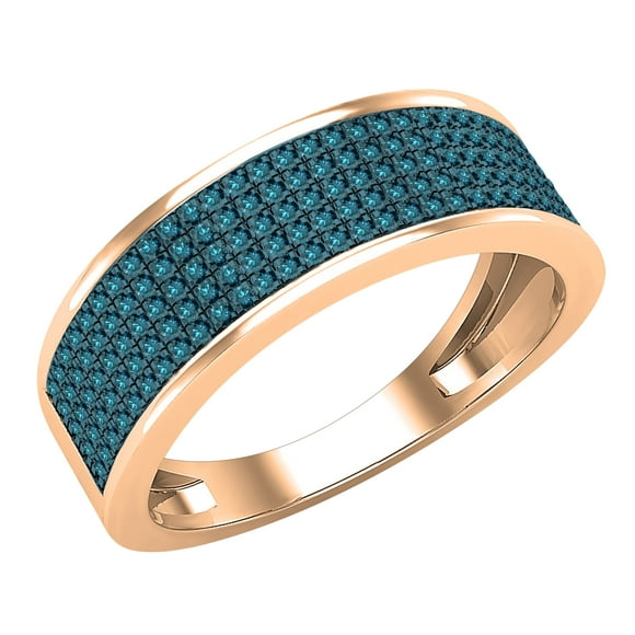 Dazzlingrock Collection 035 CT Round Blue Diamond Mens Wedding Band in 18K Rose Gold, Size 10