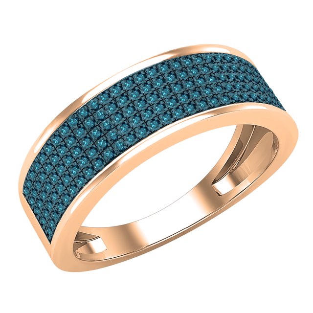 Dazzlingrock Collection 035 CT Round Blue Diamond Mens Wedding Band in 10K Rose Gold, Size 7