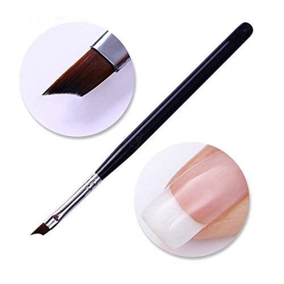 Pincel de uñas con punta francesa, cabezal oblicuo, mango negro, Gel UV, pintura acrílica, bolígrafo de dibujo, paquete de 1