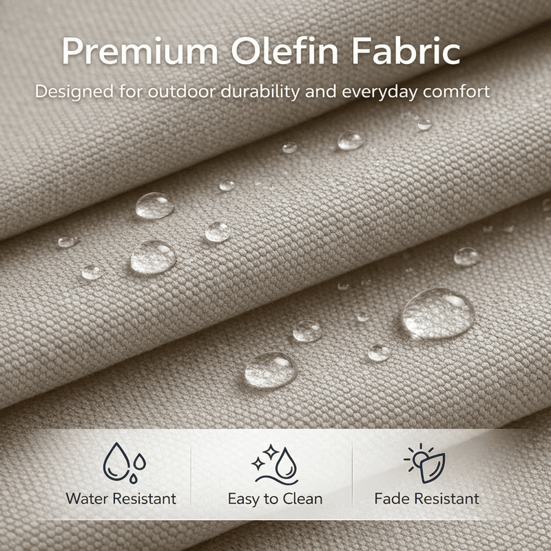 24 x 24 in Outdoor Olefin Patio Cushions with Back Pillows, 6 in Thick, Water- and Fade-Resistant, Beige, Set of 5