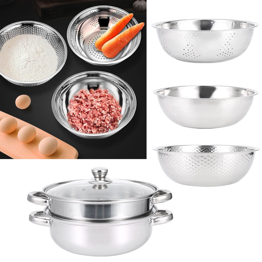 Greensen Steaming Pot Kit, Stainless Steel Fruit and Vegetable Basin and Soup Pot