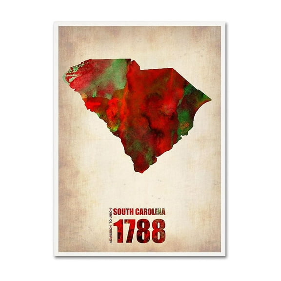 Trademark Fine Art "South Carolina Watercolor Map" Canvas Art by Naxart