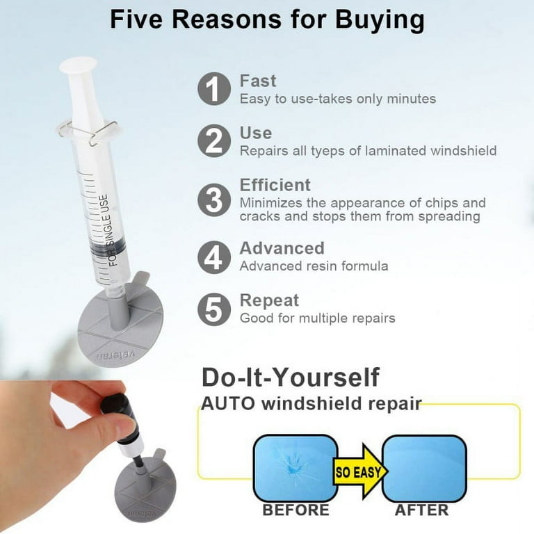 Wishwin Windshield Repair Kit, Fix Chips, Cracks, Bull's-Eyes