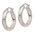 thumbnail image 2 of Auriga Fine Jewelry 925 Sterling Silver Rhodium-plated Diamond-cut 5x25mm Hoop Earrings for Women, 2 of 6
