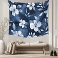 thumbnail image 5 of Navy Blue Spring Floral Tapestry for Bedroom Wall Hanging Tapestry, Summer Flowers Watercolor Botanical Ceiling Backdrop Tapestries Poster Blanket Wall Decor for Teens Room Living Room Dorm 59" x 90", 5 of 8