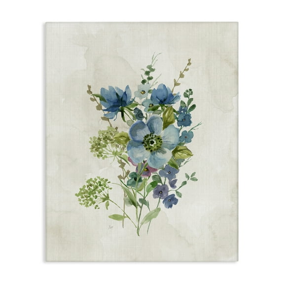 Stupell Industries Blue Wildflower Cluster Plants & Flowers Painting Wrapped Canvas Art Print Wall Art, 16 x 20