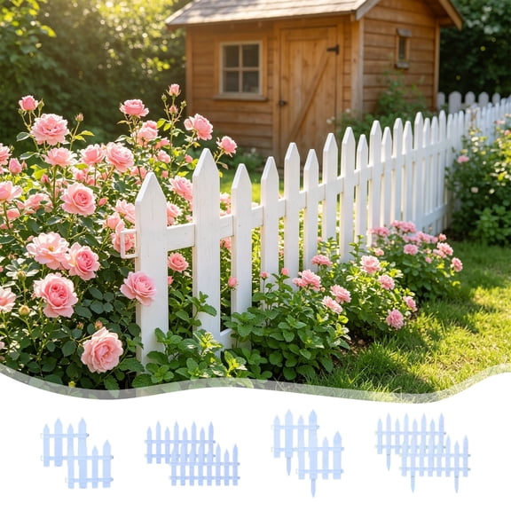 Viflosae Dog Fence Outdoor for Yard Fence 2cps White Plastic Garden Fence Picket Fence Edgings for Lawns Flowerbeds Plants Borders Decorative Yard