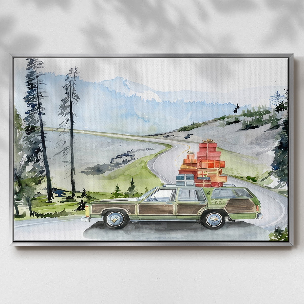 Holiday Vacation II - Framed Gallery Wrapped Holiday Canvas - 27 x 41 - Silver Frame