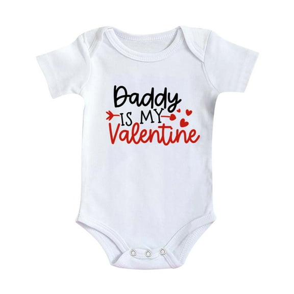 Clothes for Girls 0-3 Short Sleeve Letter Printed Bodysuit Valentines Day Soft and Comfortable Romper Toddler Baby Bodysuits Black 12-18 Months