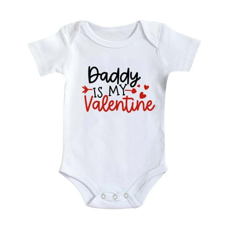 

Boys Girls Short Sleeve Valentine s Day Letter Print Romper Bodysuit For Children Clothes Baby Bodysuit 24 Months Black 24M