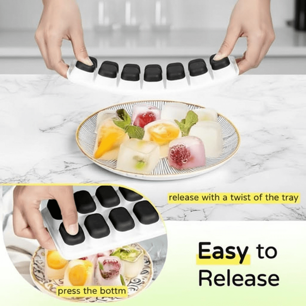 Stackable Silicone Ice Cube Trays with Lid, 5-Pack Reusable BPA-Free Rectangular Ice Cube Mold Set for Easy Release Cocktails, Coffee, Whiskey and Other Drinks in Black