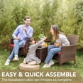 thumbnail image 4 of WLXIANG Patio Porch Furniture Sets 3 Pieces PE Rattan Wicker Chairs with Table Outdoor Garden Furniture Sets (Brown/Red), 4 of 9
