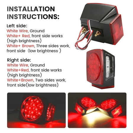 2pcs Led Boat Trailer Lights Kit Submersible Tail Light Running Stop Turn Signal Brake Marker Reversing Backup For Truck Rv Van Marine Pickup