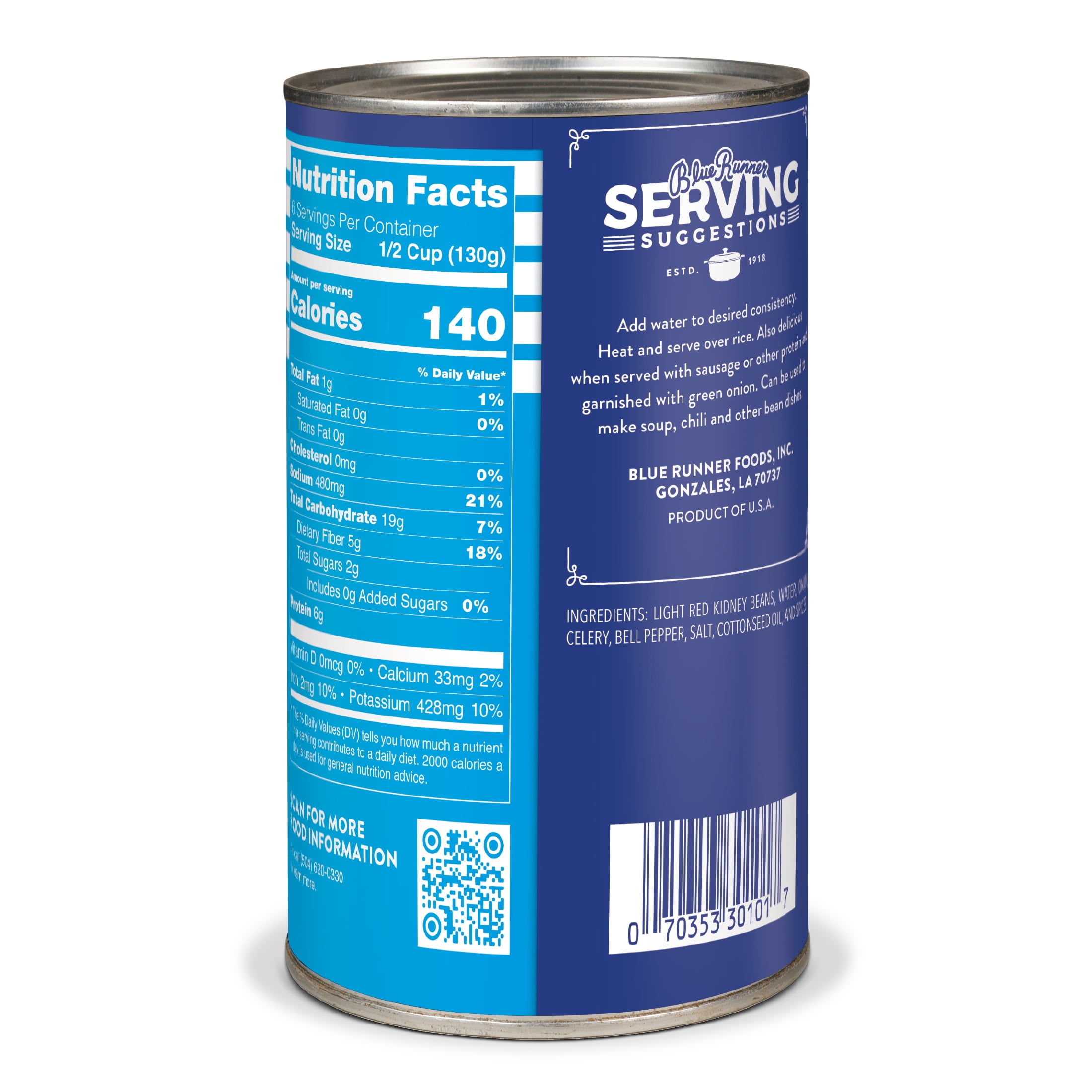(3 pack) Blue Runner Creole Cream Style Red Beans with Creole Mirepoix, 26 oz Can, Heat and Serve